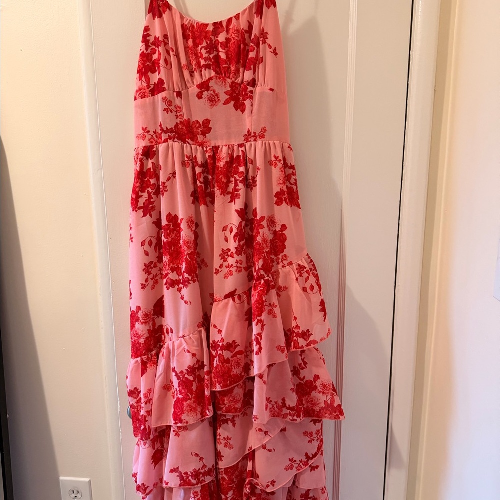 Floral Pink and Red Kids Dress